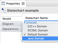 Deep Java integration for YAKINDU state machines: set Java domain