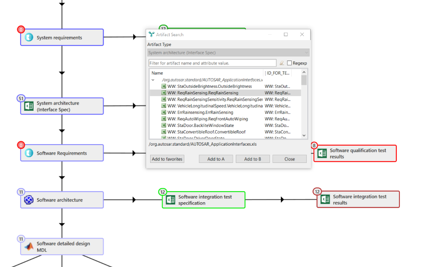 Artifact-search-dialog