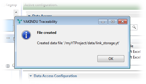 Upon first use, the link storage file has been created.