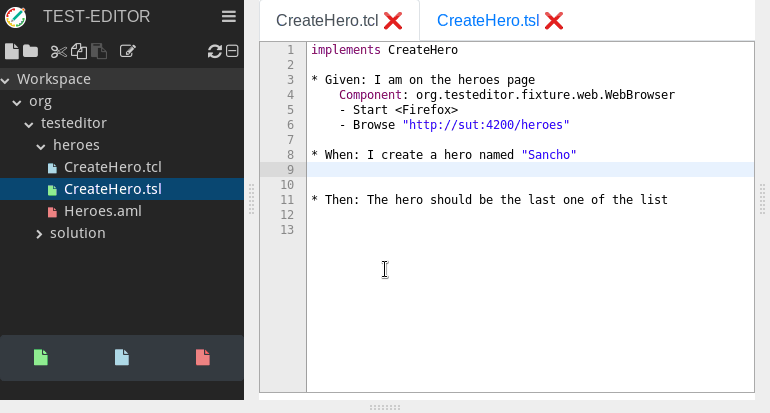 Beispiel für die Testfallerstellung im Test-Editor