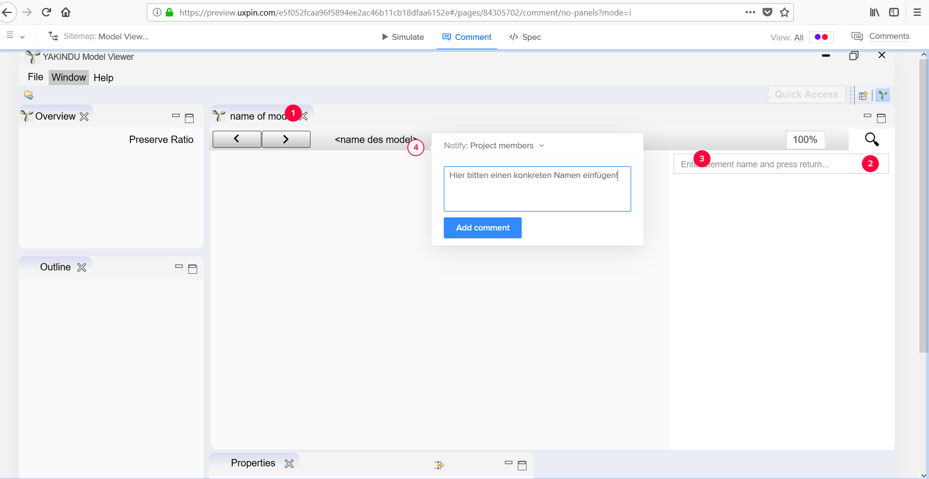 UXPin-Kommentarfunktion