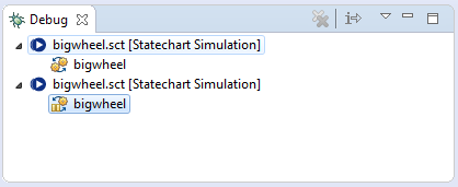 Debug view of YAKINDU Statechart Tools during statechart simulation Debug view of YAKINDU Statechart Tools during statechart simulation